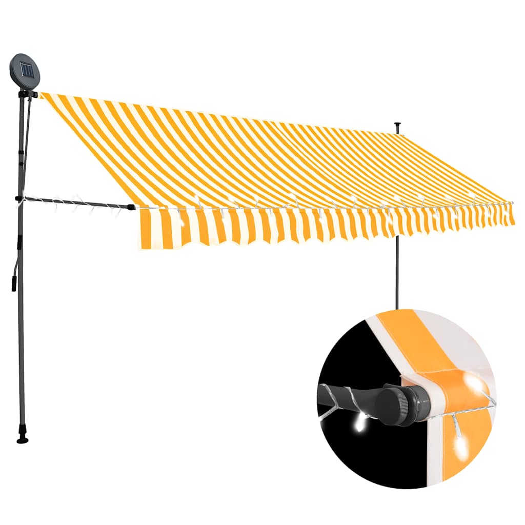 markise m. LED-lys manuel betjening 400 cm hvid og orange