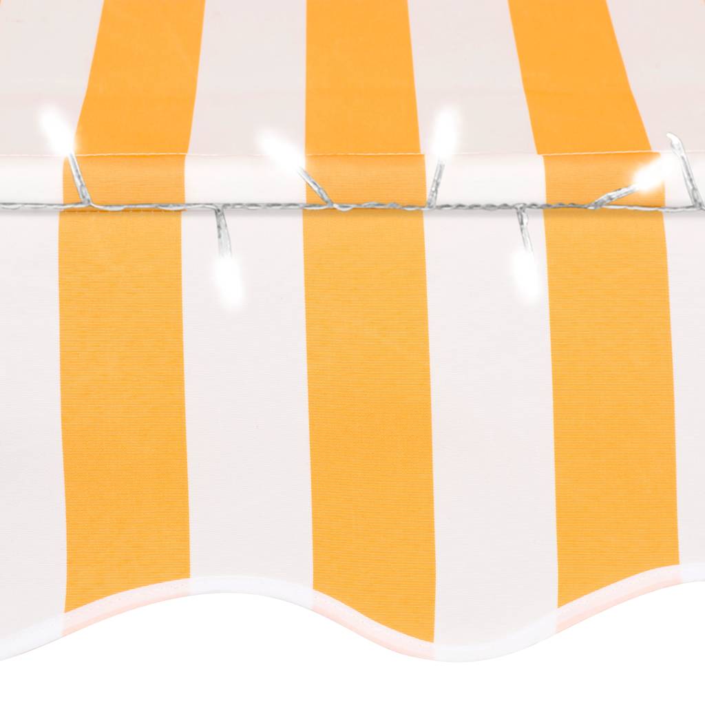 markise m. LED-lys manuel betjening 400 cm hvid og orange