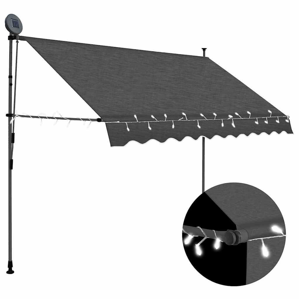 markise m. LED-lys manuel betjening 250 cm antracitgrå