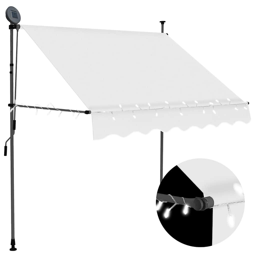 markise m. LED-lys manuel betjening 100 cm cremefarvet