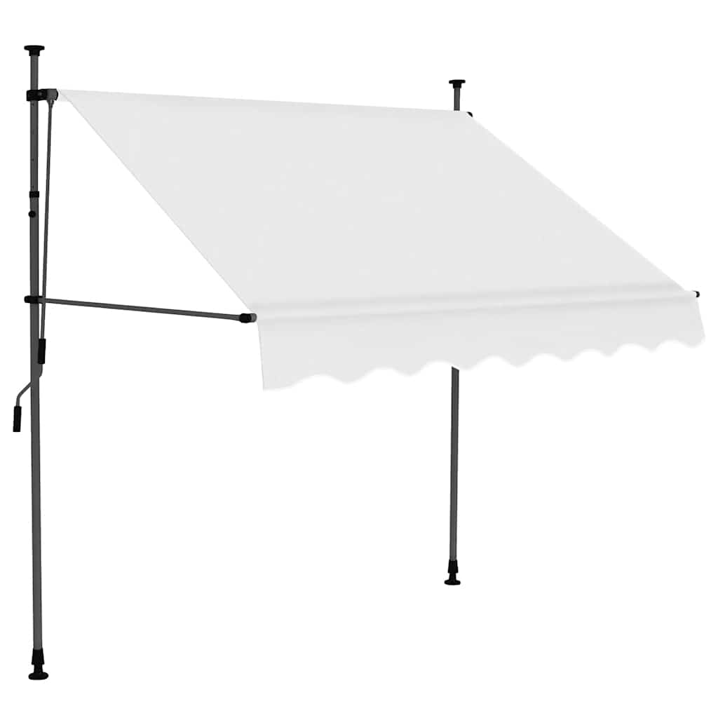 markise m. LED-lys manuel betjening 150 cm cremefarvet