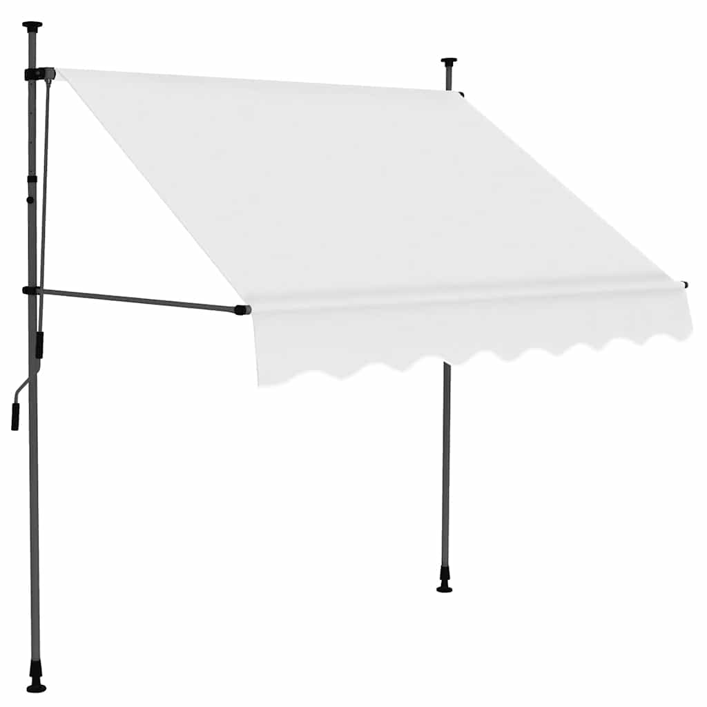 markise m. LED-lys manuel betjening 200 cm cremefarvet
