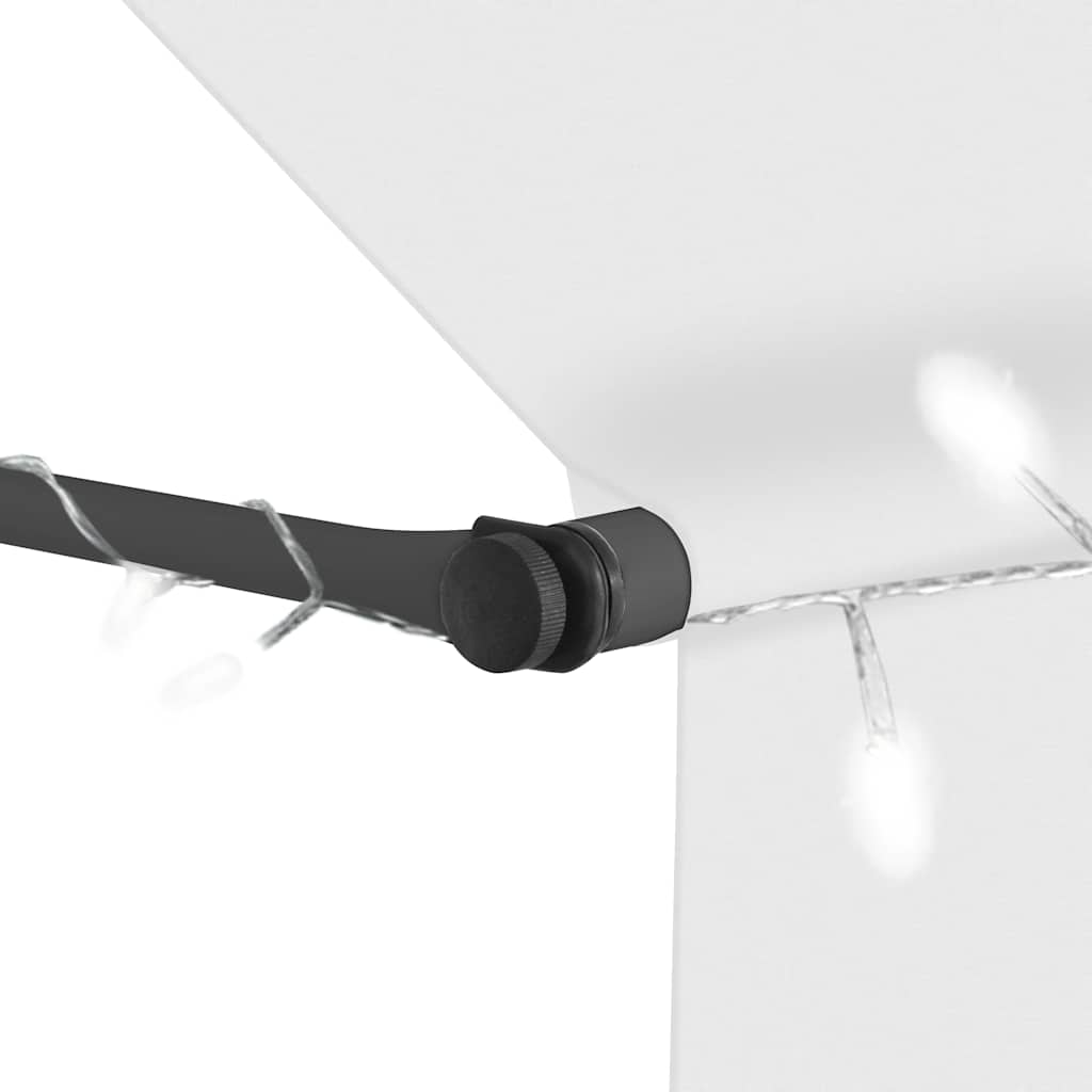 markise m. LED-lys manuel betjening 200 cm cremefarvet