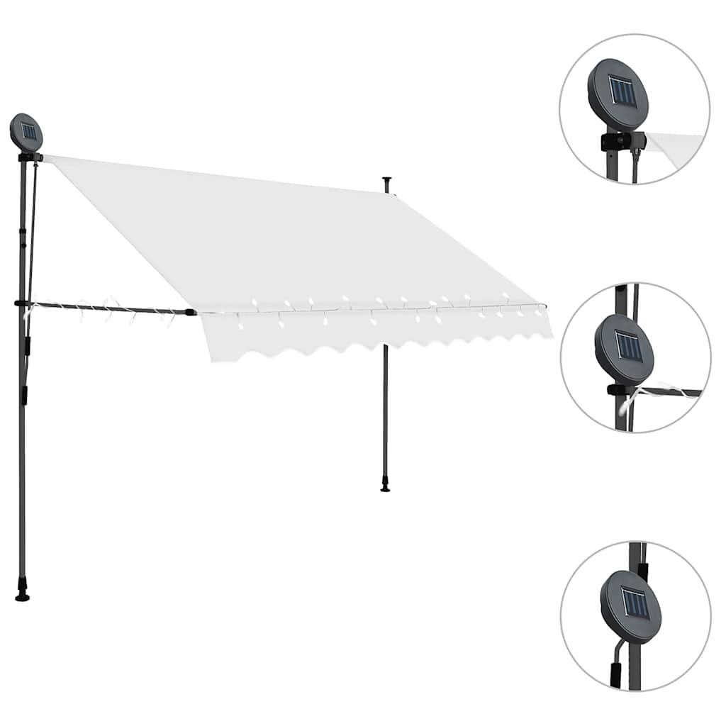 markise m. LED-lys manuel betjening 250 cm cremefarvet