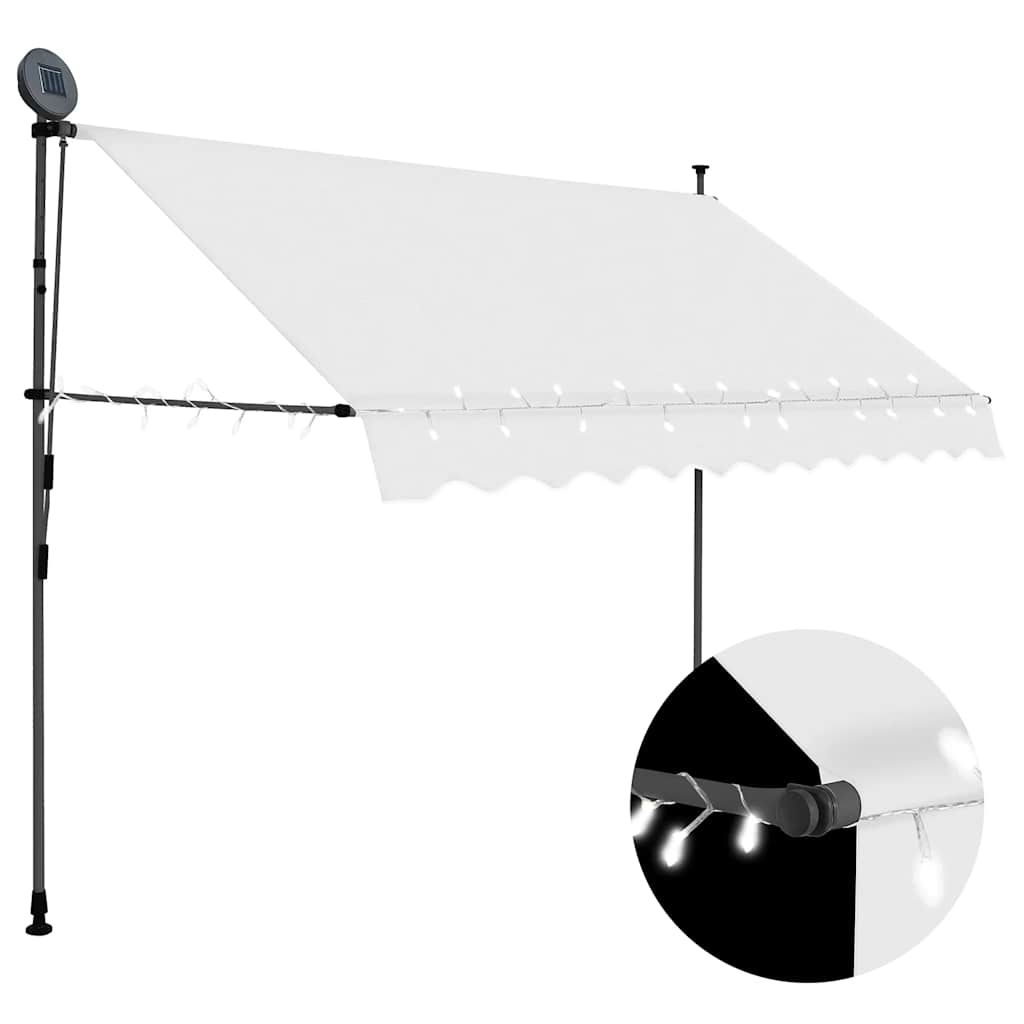 markise m. LED-lys manuel betjening 300 cm cremefarvet