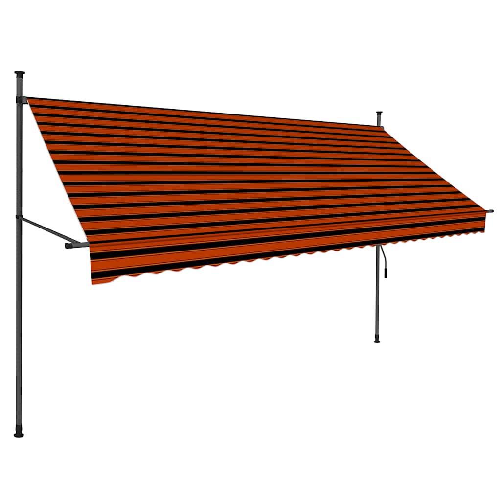 markise m. LED-lys manuel betjening 300 cm orange og brun