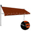 markise m. LED-lys manuel betjening 400 cm orange og brun