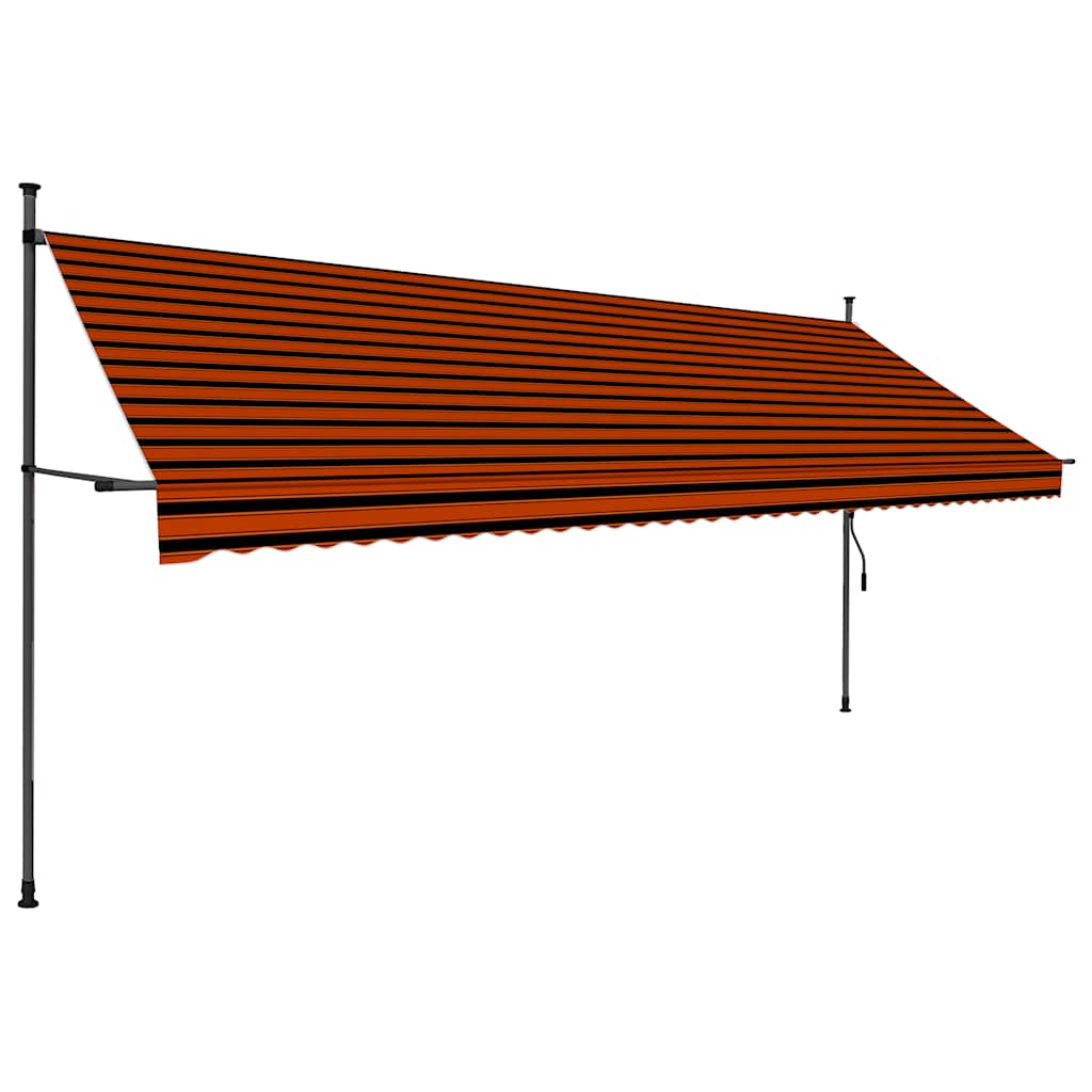 markise m. LED-lys manuel betjening 400 cm orange og brun