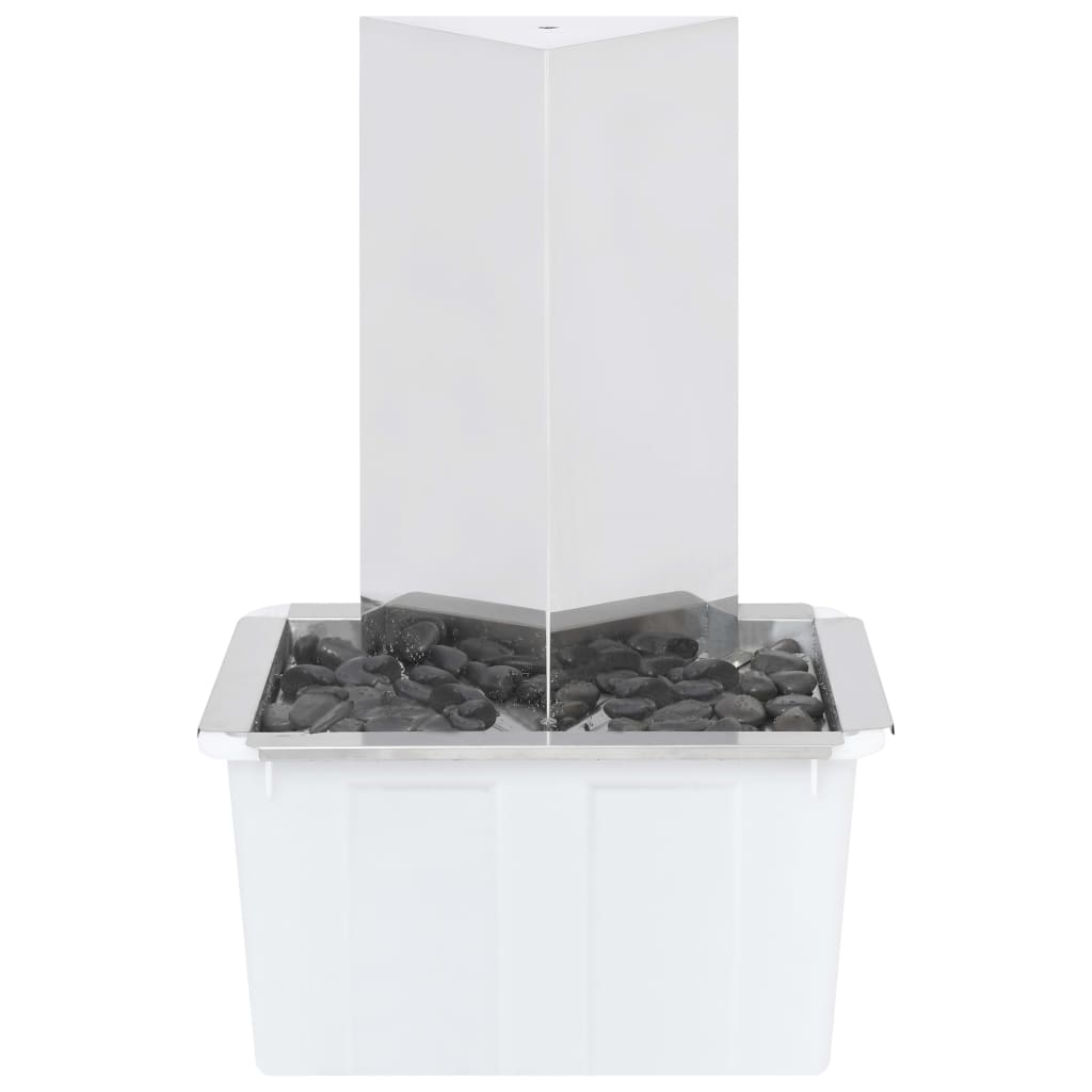 havespringvand med pumpe 76 cm trekantet rustfrit stål