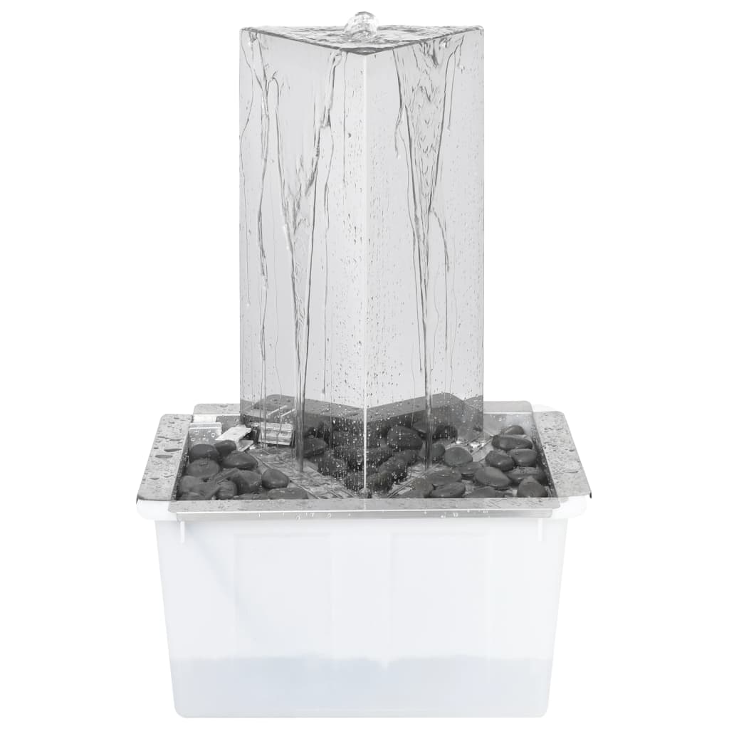 havespringvand med pumpe 76 cm trekantet rustfrit stål