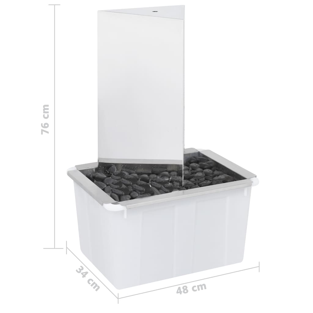havespringvand med pumpe 76 cm trekantet rustfrit stål
