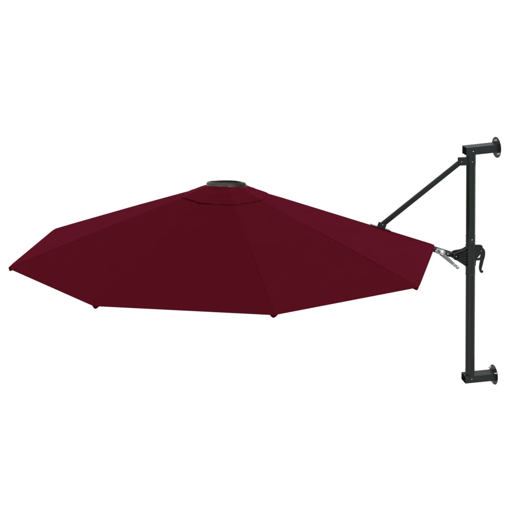 væghængt parasol med metalstang 300 cm bordeauxfarvet