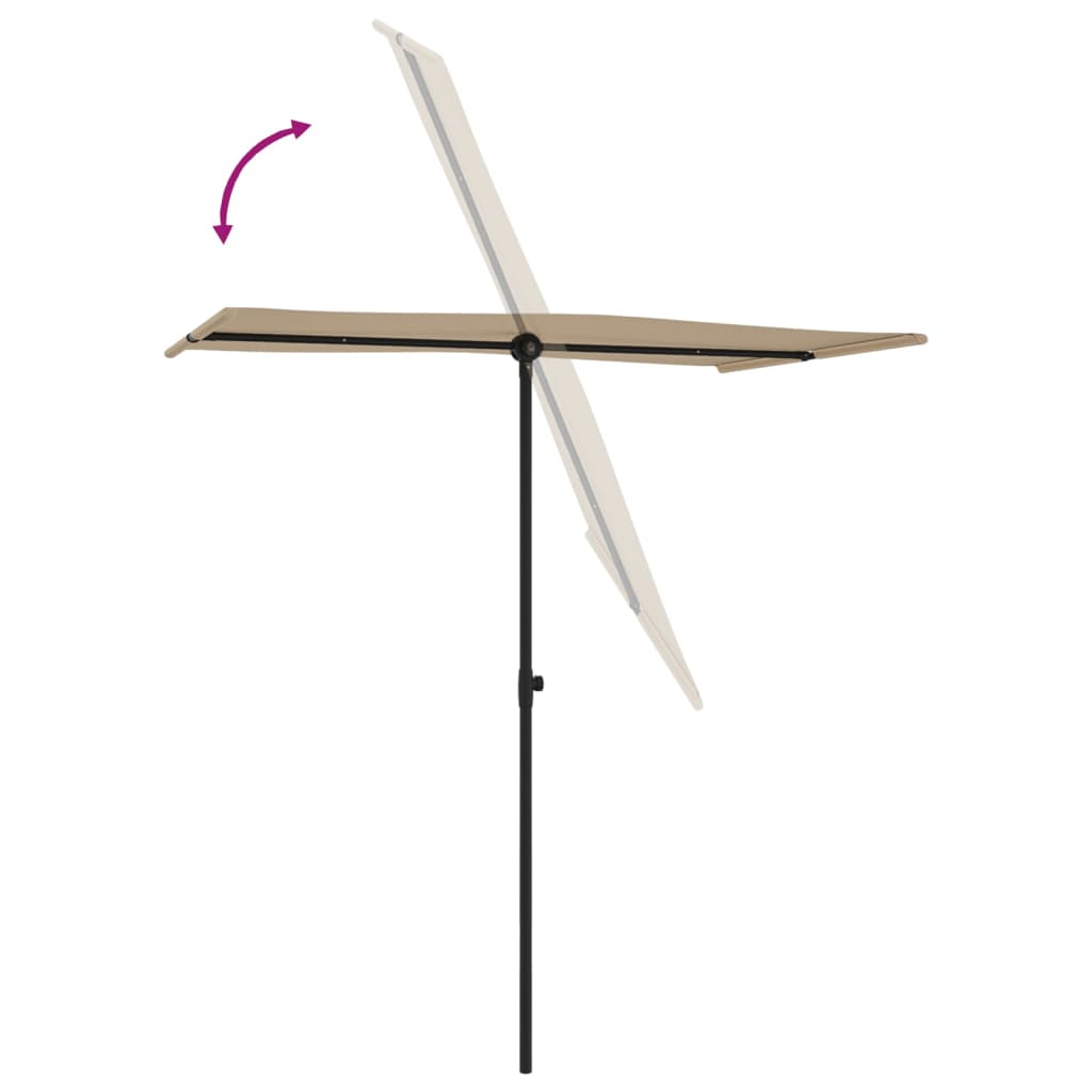 haveparasol med aluminiumstang 180x110 cm gråbrun