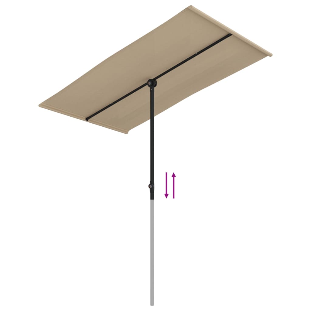 haveparasol med aluminiumstang 180x110 cm gråbrun