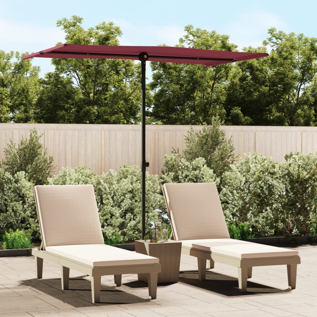 haveparasol med aluminiumstang 180x110 cm bordeauxrød