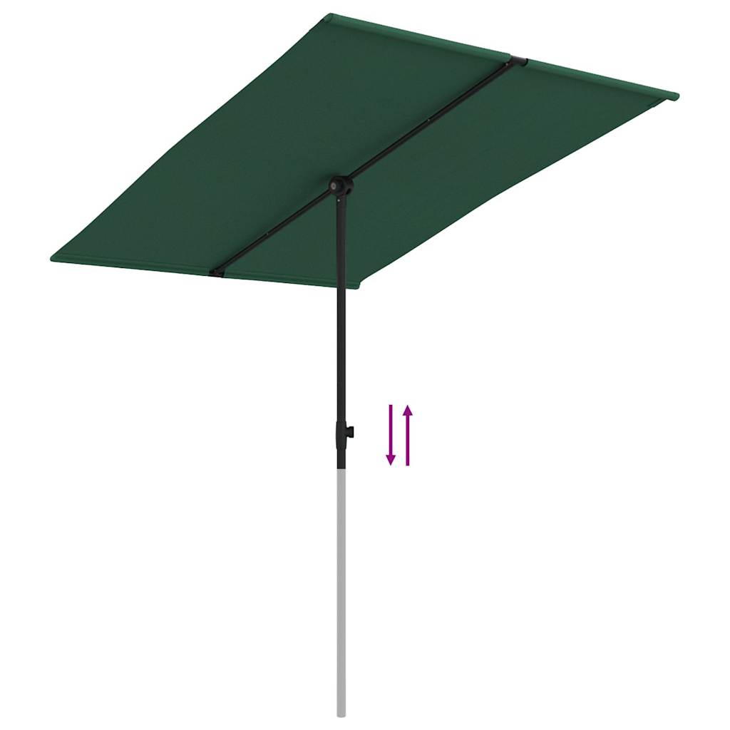 haveparasol med aluminiumsstang 2x1,5 m grøn