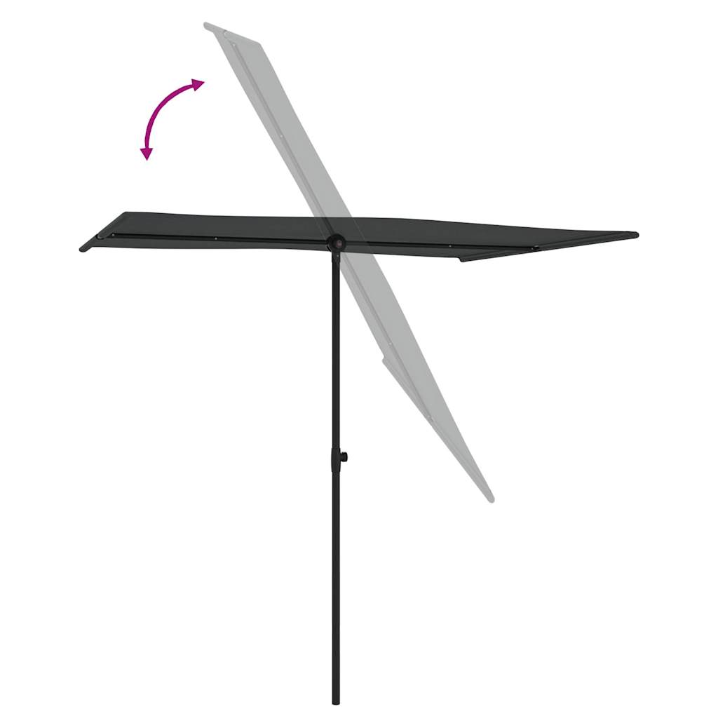 haveparasol med aluminiumstang 2x1,5 m antracitgrå