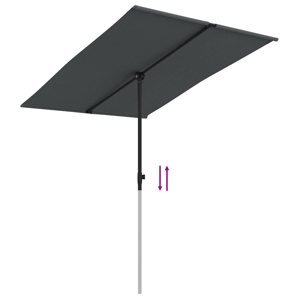 haveparasol med aluminiumstang 2x1,5 m antracitgrå
