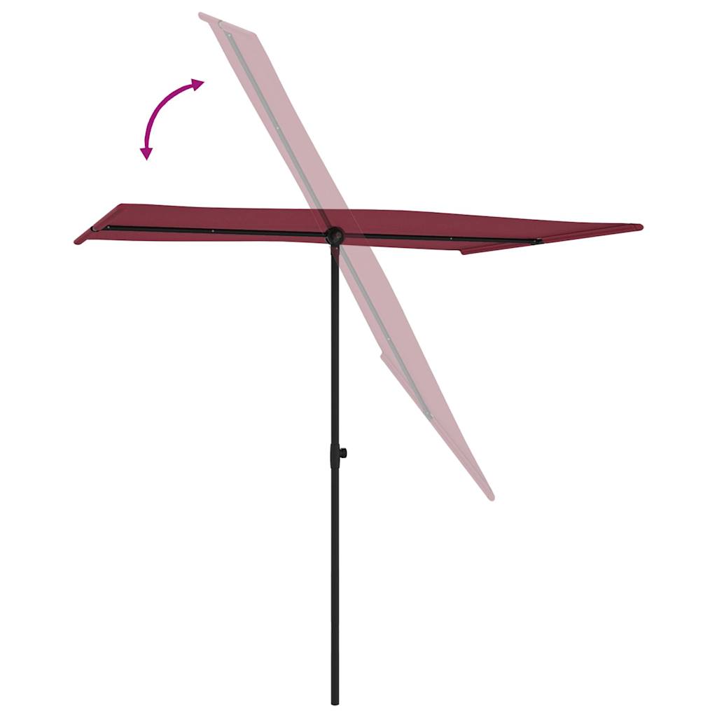 haveparasol med aluminiumsstang 2x1,5 m bordeauxrød