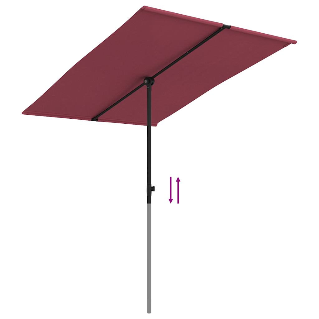 haveparasol med aluminiumsstang 2x1,5 m bordeauxrød