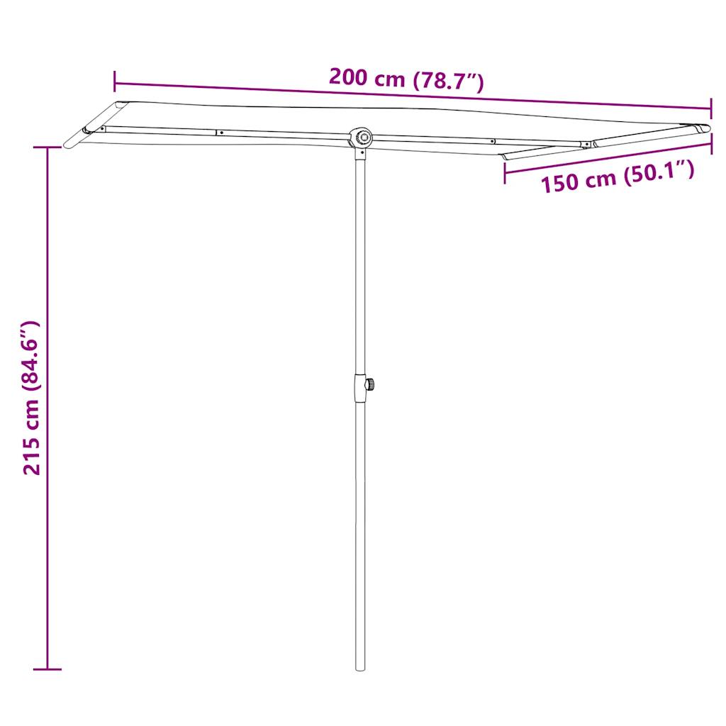 haveparasol med aluminiumsstang 2x1,5 m bordeauxrød