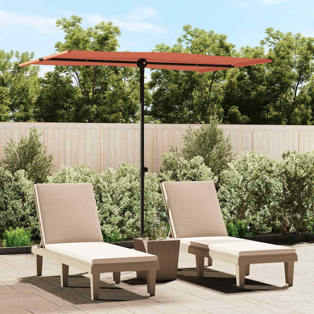 haveparasol med aluminiumstang 2x1,5 m terracotta