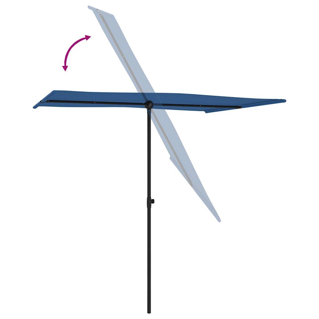 haveparasol med aluminiumstang 2x1,5 m azurblå