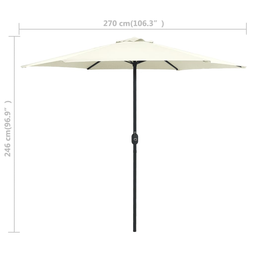 parasol med aluminiumsstang 270x246 cm sandhvid