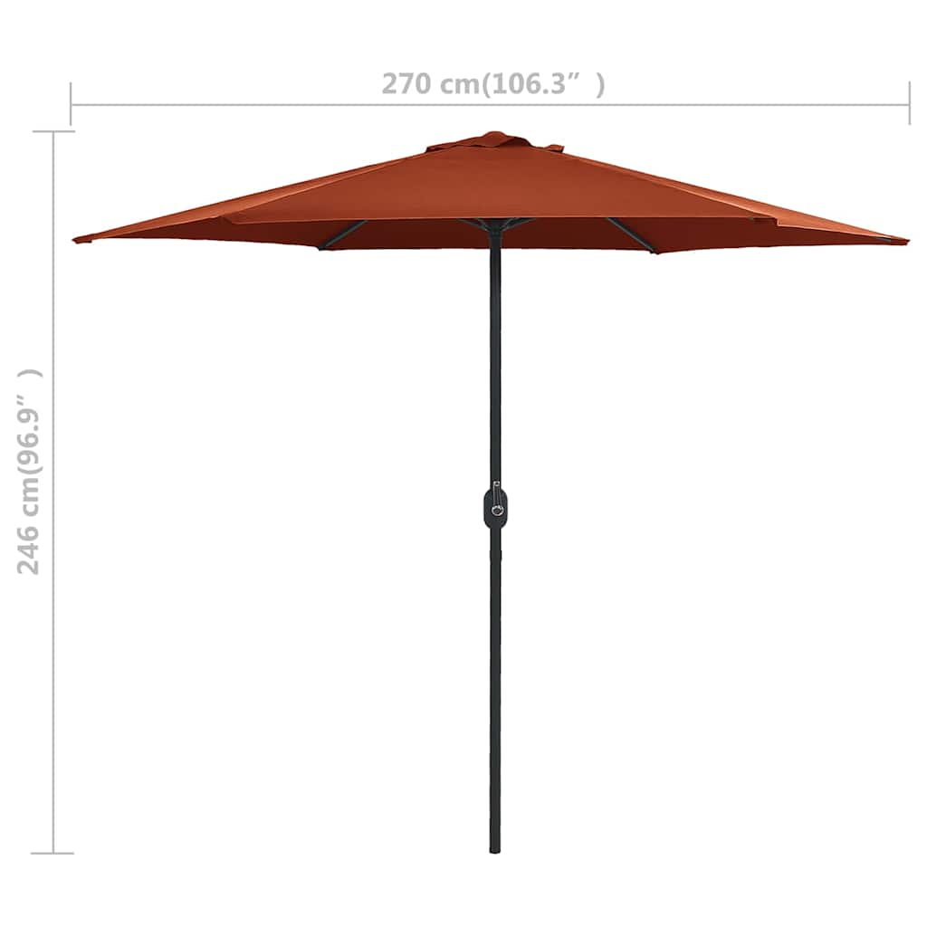 parasol med aluminiumsstang 270x246 cm terrakotta