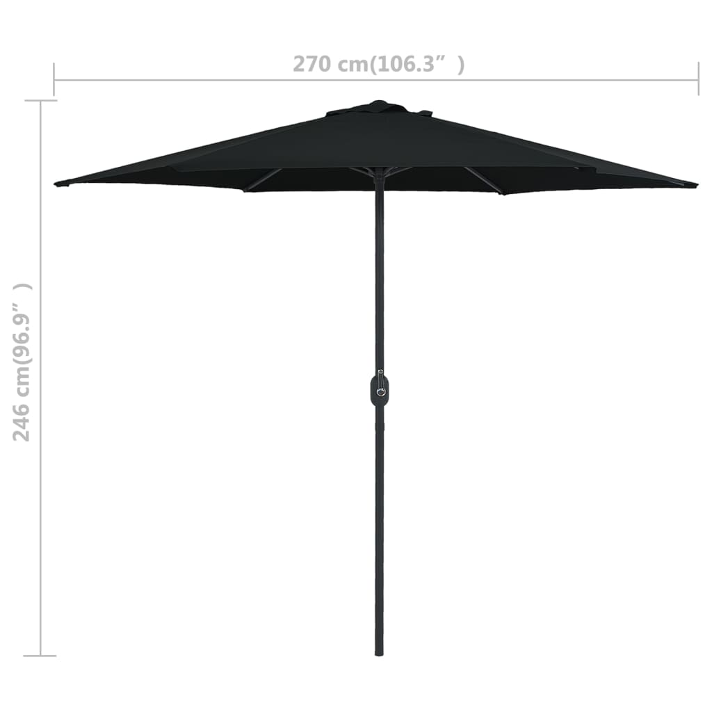 haveparasol med aluminiumstang 270x246 cm sort