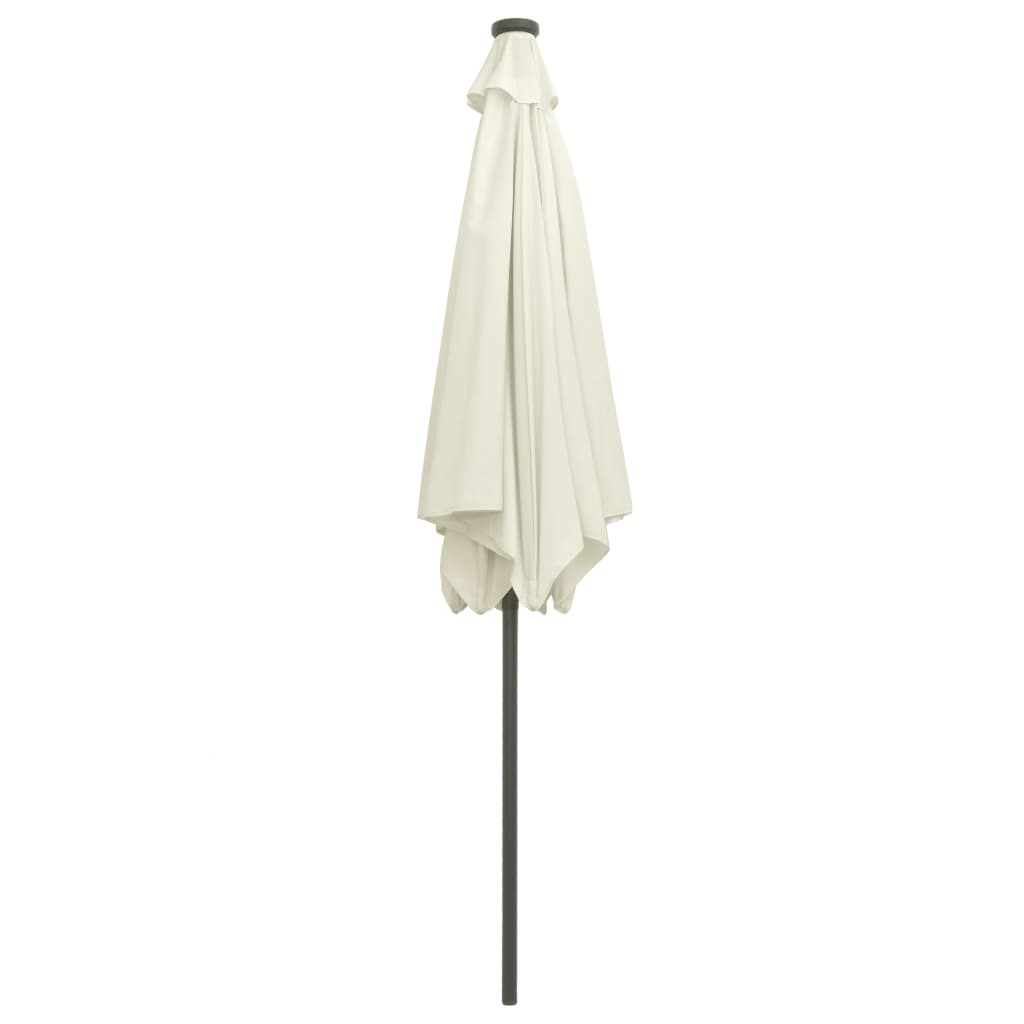 parasol med LED-lys og aluminiumsstang 300 cm sandhvid