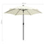 parasol med LED-lys og aluminiumsstang 300 cm sandhvid