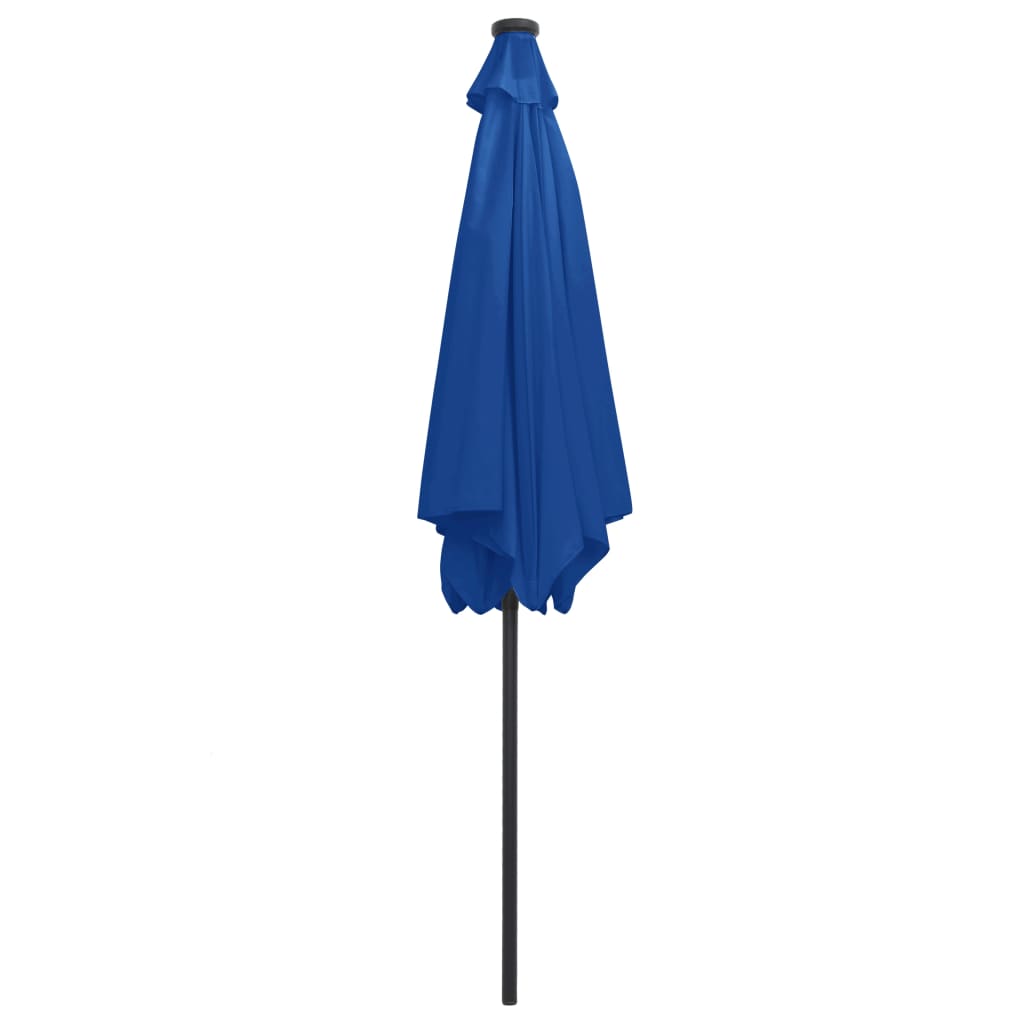 parasol med LED-lys og aluminiumsstang 300 cm azurblå