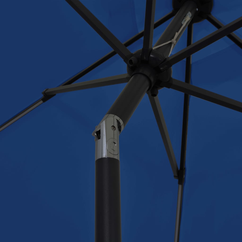 parasol med LED-lys og aluminiumsstang 300 cm azurblå