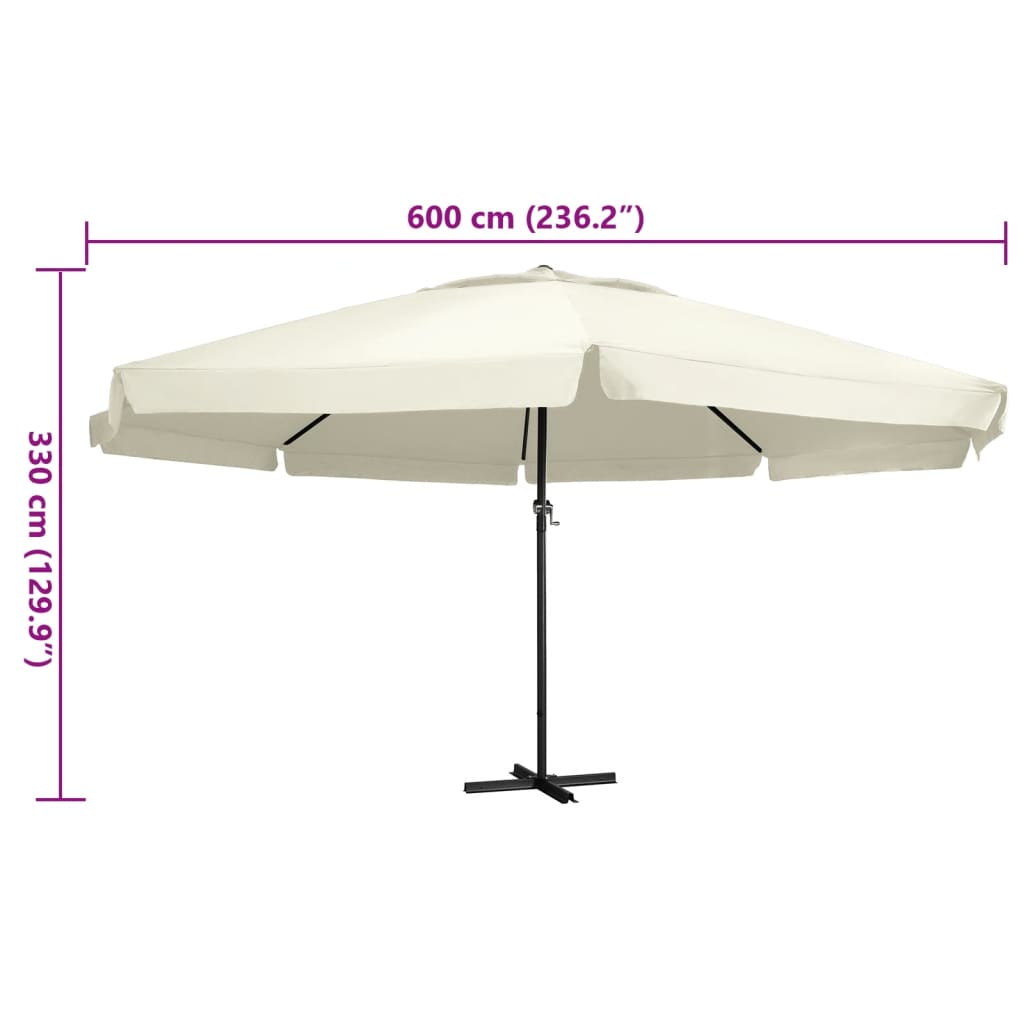 haveparasol med aluminiumstang 600 cm sandhvid
