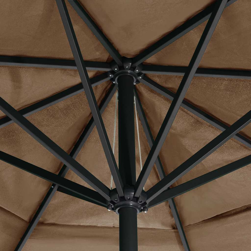 haveparasol med aluminiumstang 600 cm gråbrun