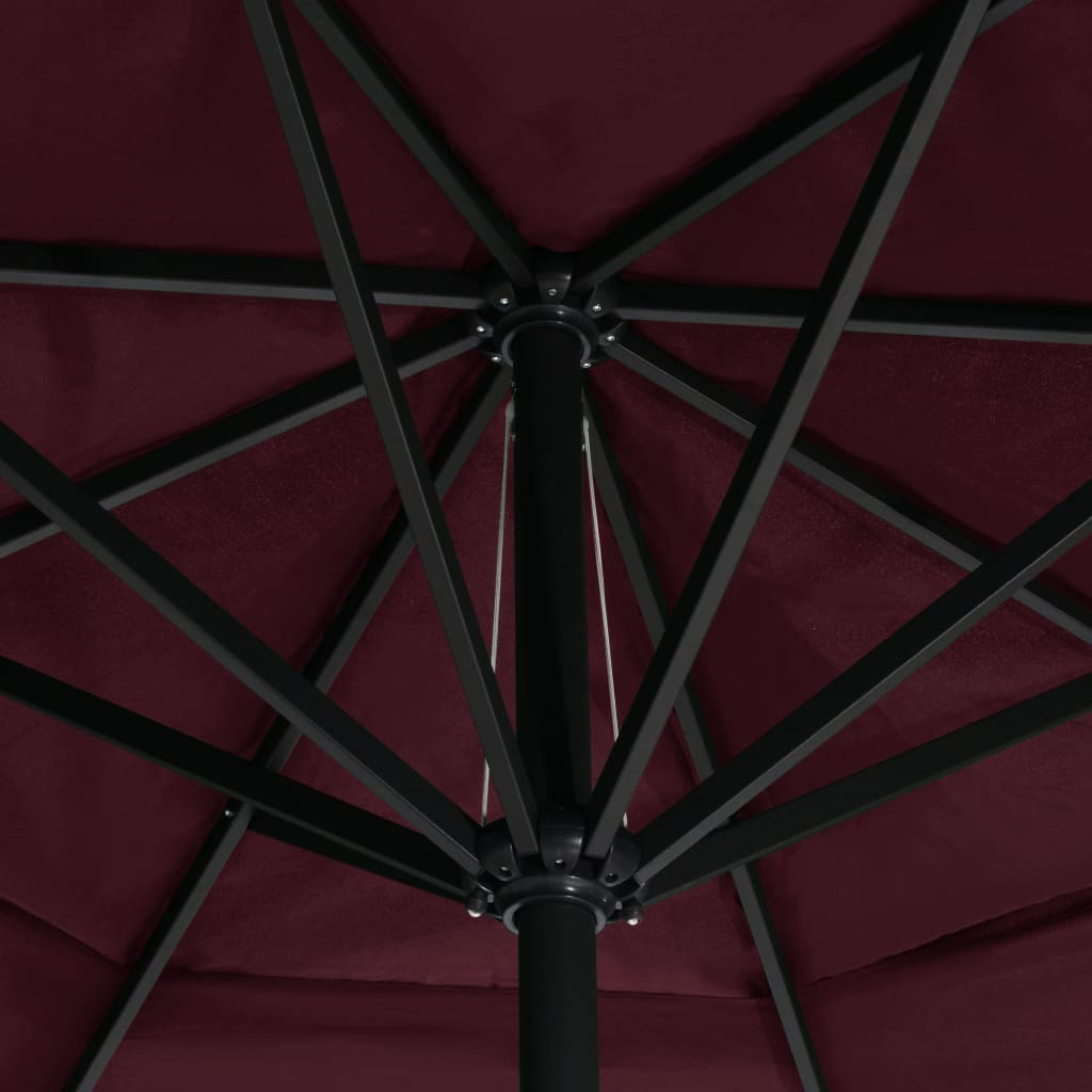 haveparasol med aluminiumstang 600 cm bordeauxrød