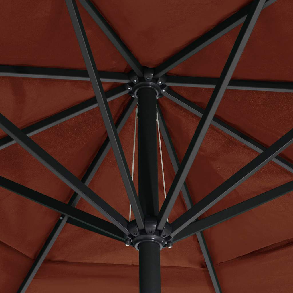 haveparasol 600 cm aluminiumstang terrakotta