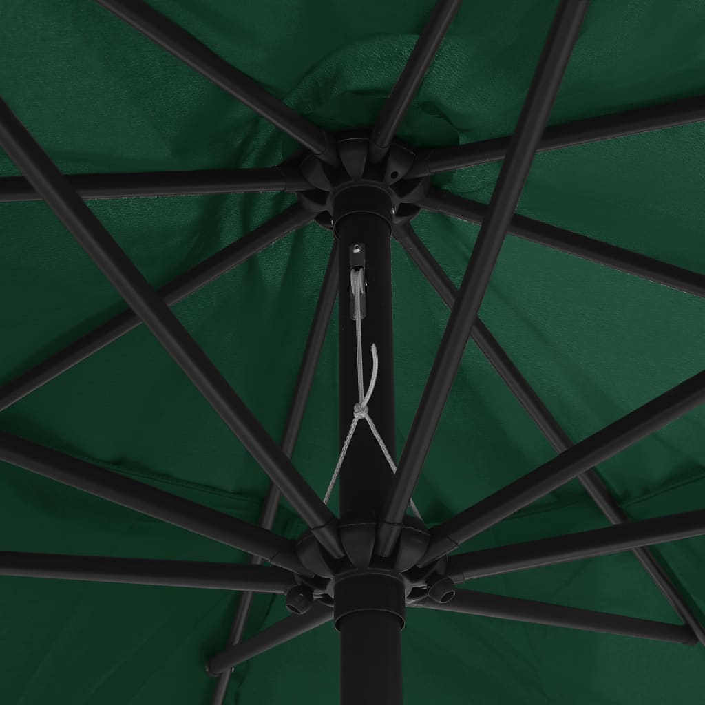 parasol 390 cm metalstang grøn