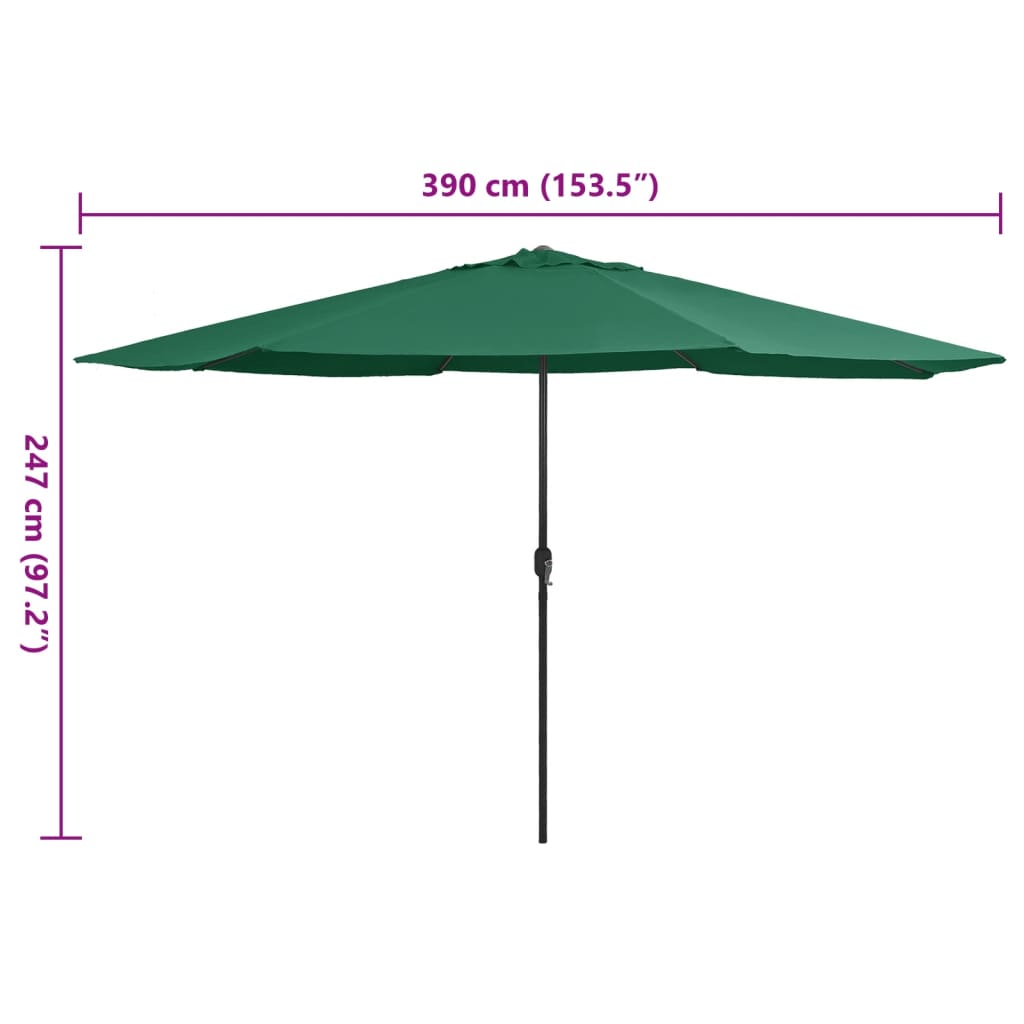 parasol 390 cm metalstang grøn