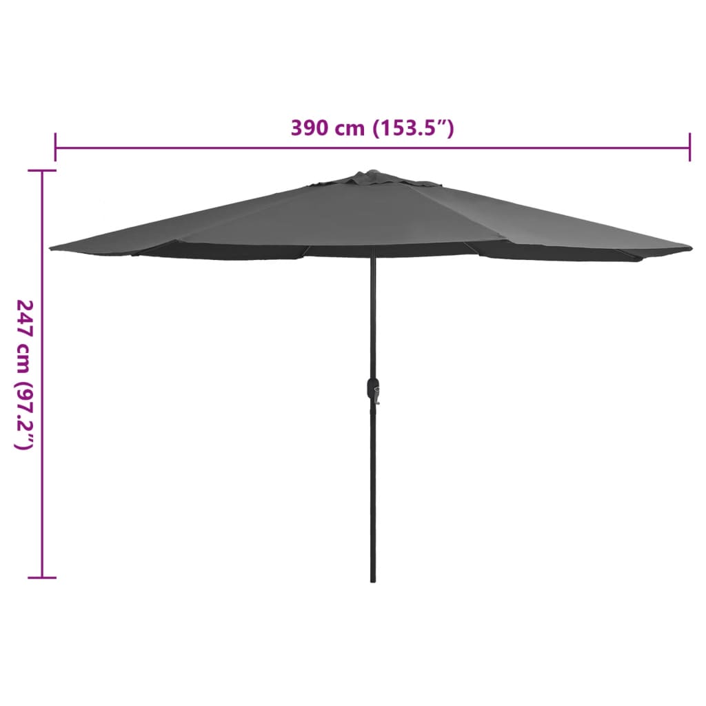 parasol 390 cm metalstang antracitgrå