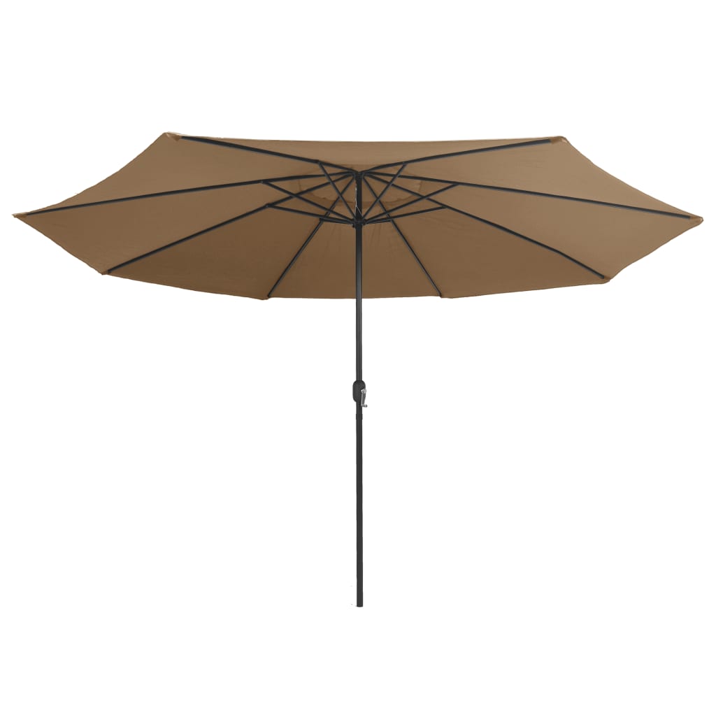 parasol med metalstang 390 cm gråbrun