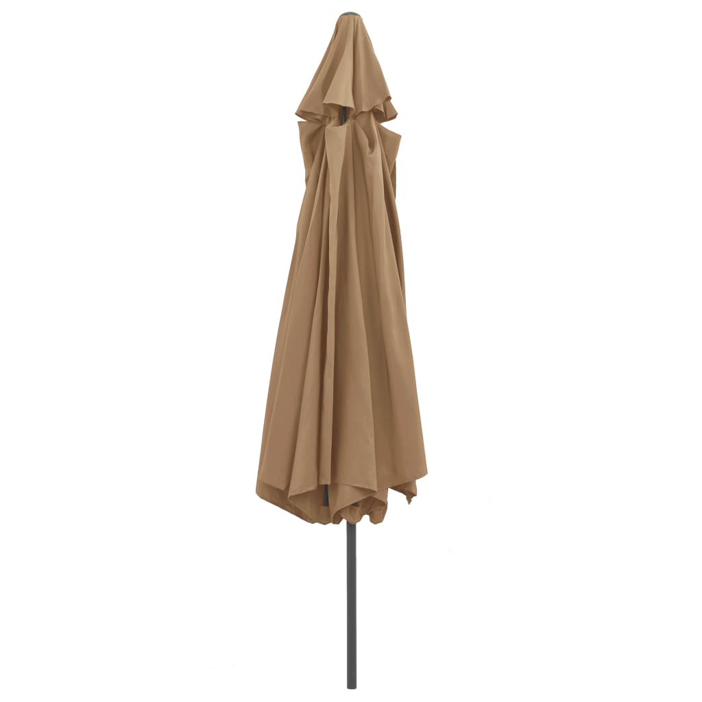 parasol med metalstang 390 cm gråbrun
