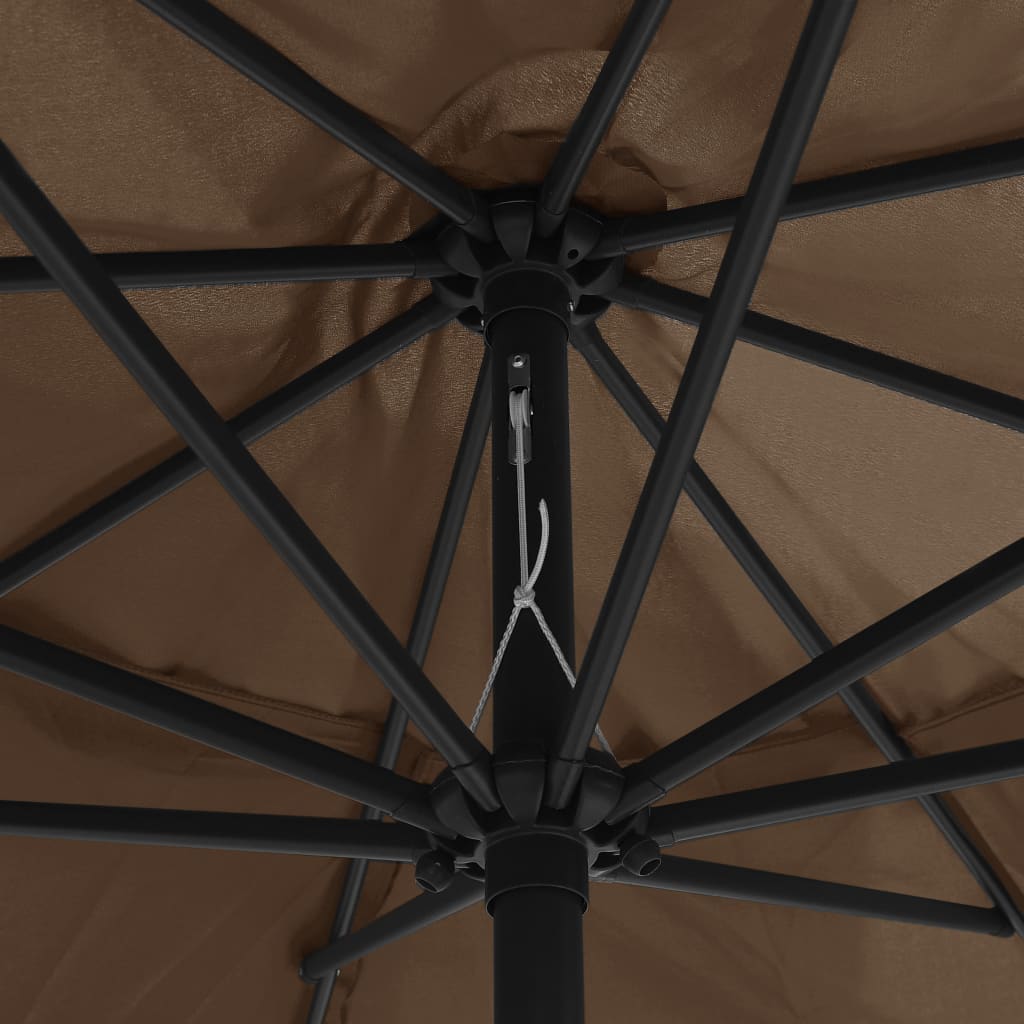 parasol med metalstang 390 cm gråbrun