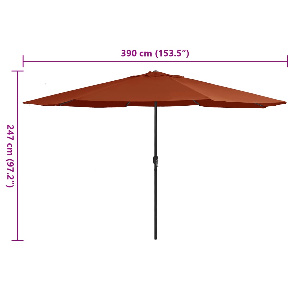 parasol med metalstang 390 cm terrakotta