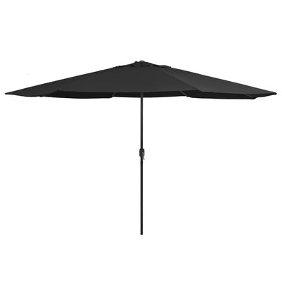parasol med metalstang 390 cm sort