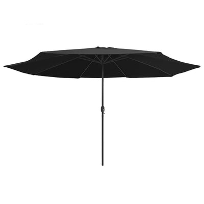 parasol med metalstang 390 cm sort