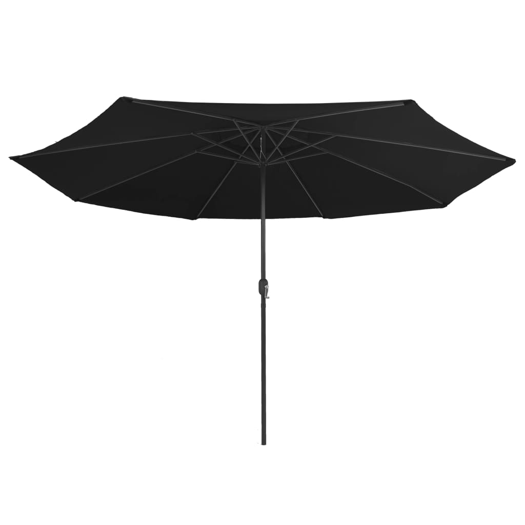 parasol med metalstang 390 cm sort
