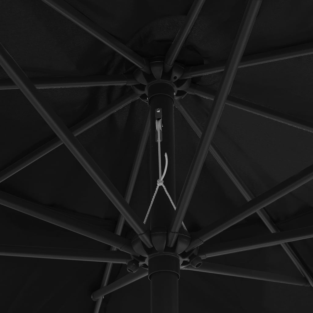 parasol med metalstang 390 cm sort