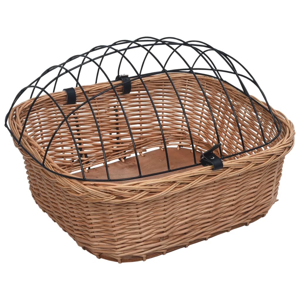 cykelkurv med låg til styr 50x45x35 cm naturlig pil